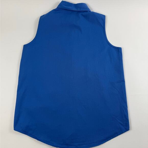 Vintage 90s The Flintstones Embroidered Sleeveless Shirt Blue USA Made Large - Picture 6 of 7